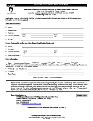 Sound Amplification Permit Request Form Charlotte Charmeck