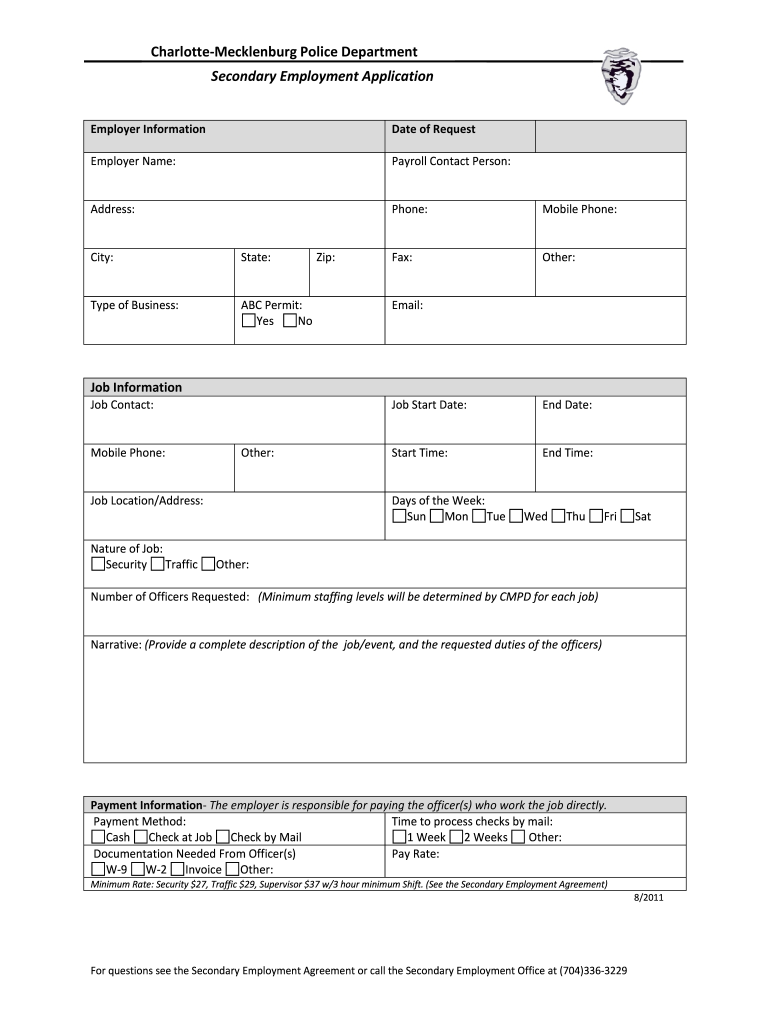  Charlotte Mecklenburg Police Department Secondary Employment    Charmeck 2011-2024