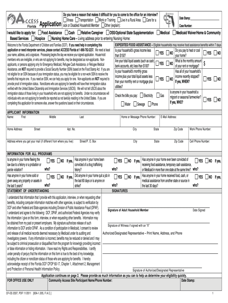  Access Florida Renewal Application 2011