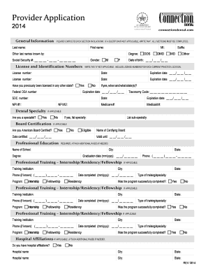 Connection Dental Network Application  Form