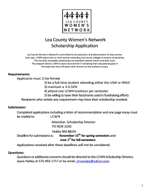 Lea County Women S Network Scholarship Application  Form