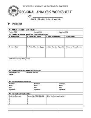 Regional Analysis Worksheet  Form