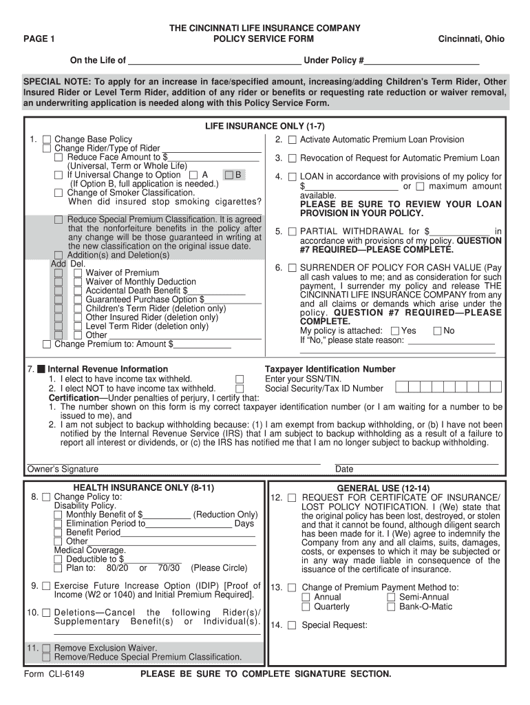 Cincinnati Form Cli 6149