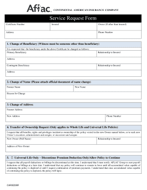 Aflac Service Request Form