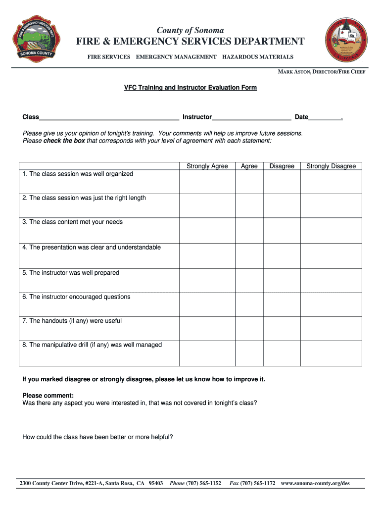 Instructor Evaluation Form