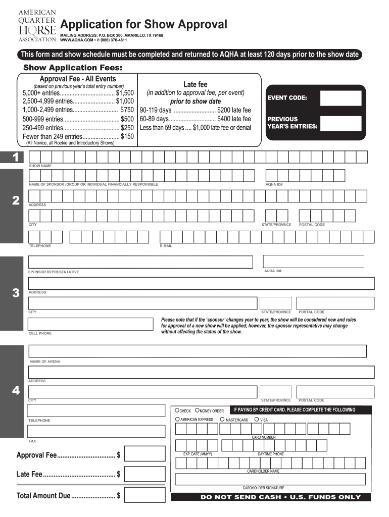  Application for Show Approval  American Quarter Horse Association  Western Info 2013-2024