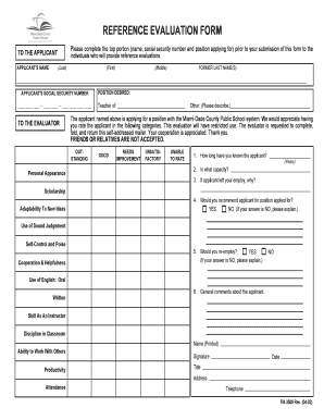 Reference Evaluation Form