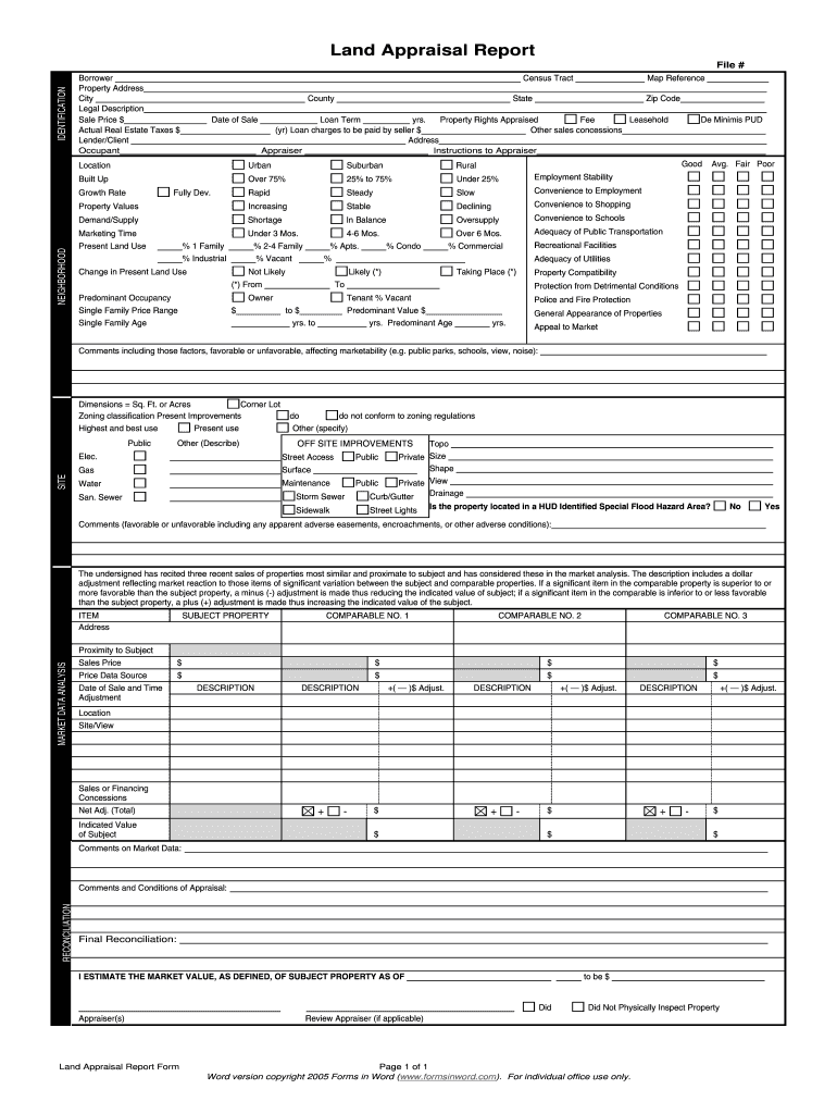 Land Appraisal Form