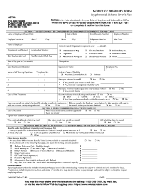 Aetna Notice of Disability Form NRLC