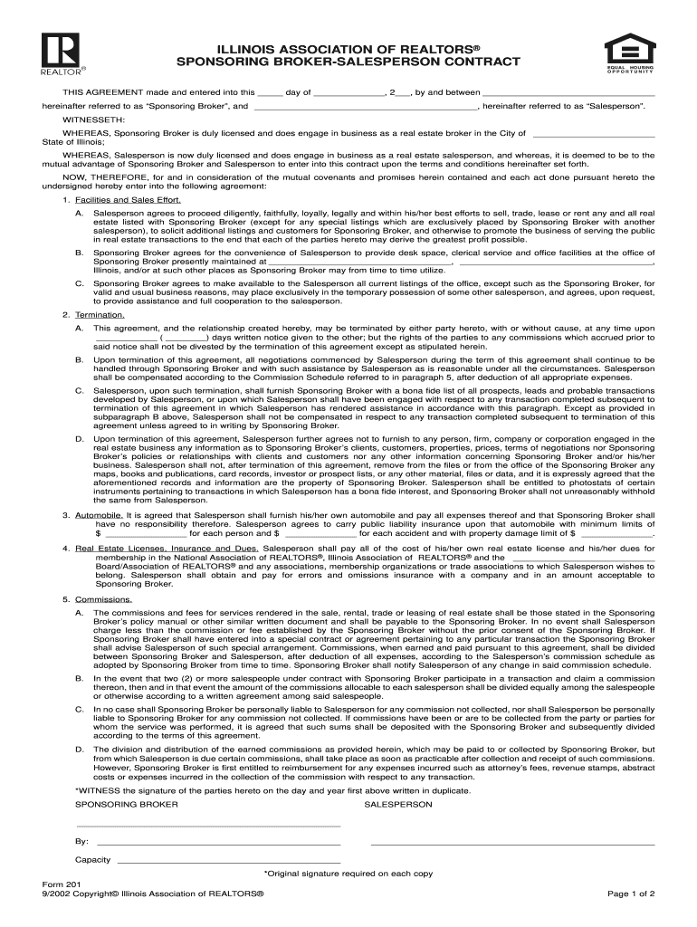 Contract of a Sales Person Form