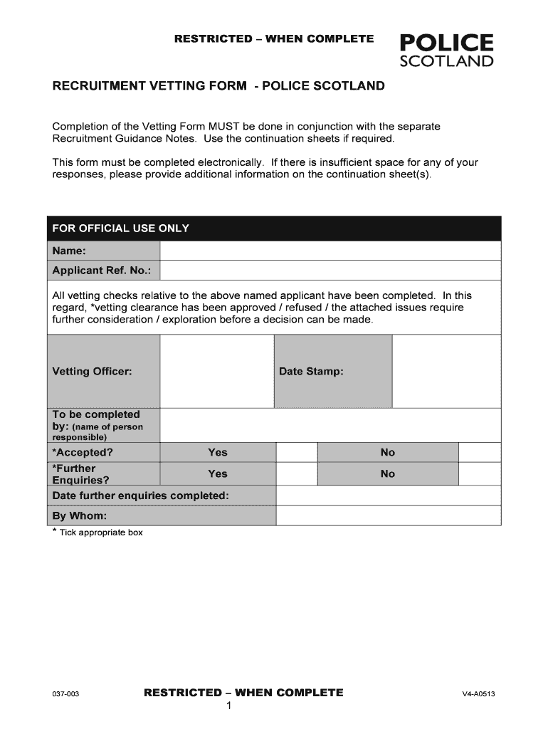 Police Scotland Vetting Form