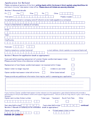 Tfl Refund Form