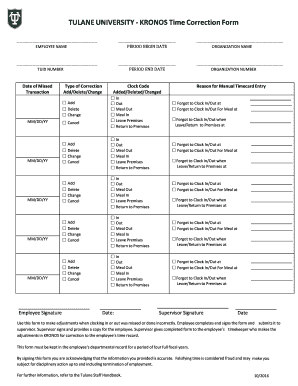 Tulane Kronos Time Correction Form