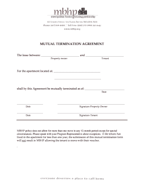 Mutual Agreement to End Tenancy Template  Form