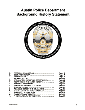 Austin Police Department Background History City of Austin Austintexas  Form