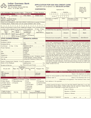 Iob Credit Card Application Form PDF