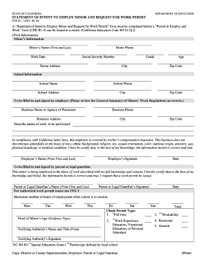 Hbuhsd Work Permit  Form