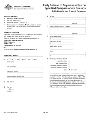 Early Release of Superannuation on Specified Compassionate Humanservices Gov  Form