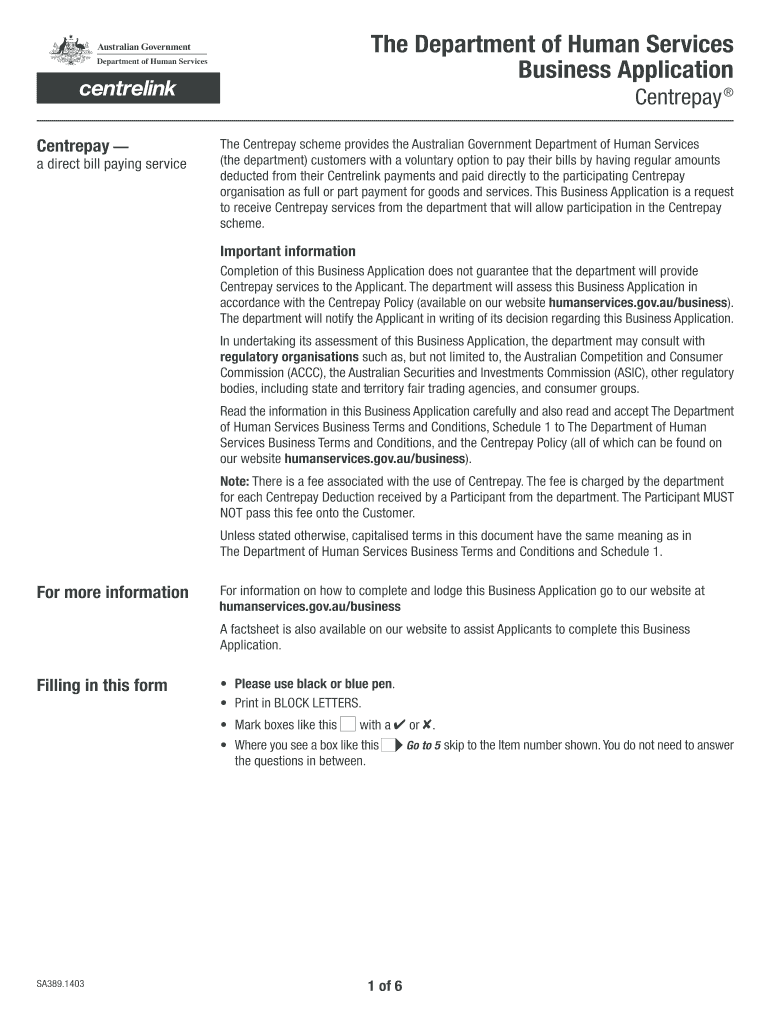  Centrepay Form SA389  Department of Human Services  Humanservices Gov 2014