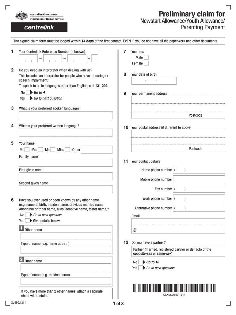 Youth Allowance Application Form