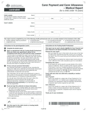  Carer Payment Allowance Medical Report 2020