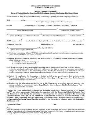 Undertaking Form for Scholarship