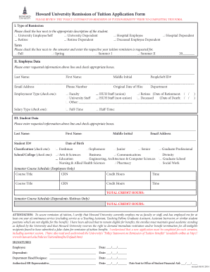 Howard University Tuition Remission  Form