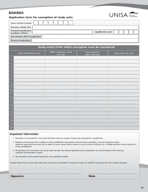 Dsar04 Form Unisa