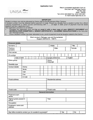 Unisa Application Form PDF Download