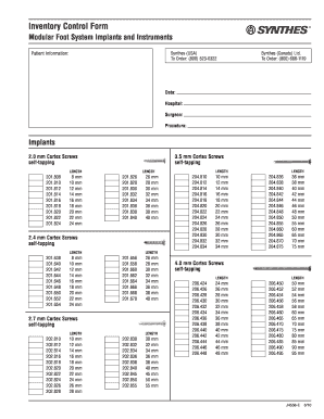 Synthes Mod Foot Inventory  Form