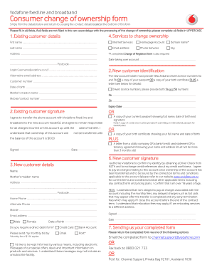 Vodafone Transfer of Ownership  Form