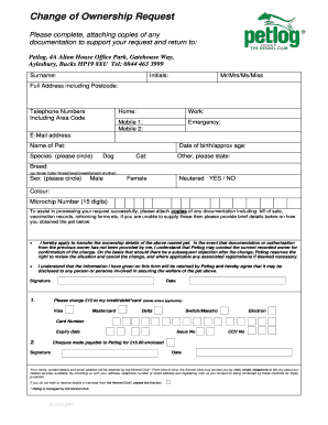 Change of Ownership Application Form Petlog