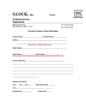 Glock Warranty Form