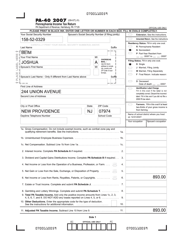 Fillable Pa 40 20192024 Form Fill Out and Sign Printable PDF