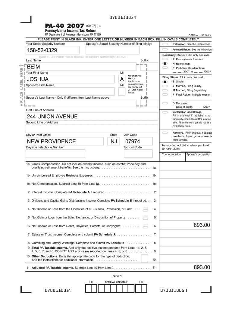 Fillable Pa 40 Fill Out And Sign Printable PDF Template SignNow