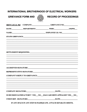 Ibew Grievance Form