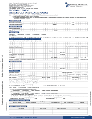  Liberty Videocon Car Insurance Form 2014-2024