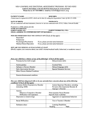 Parent Referral Form PDF Massgeneral