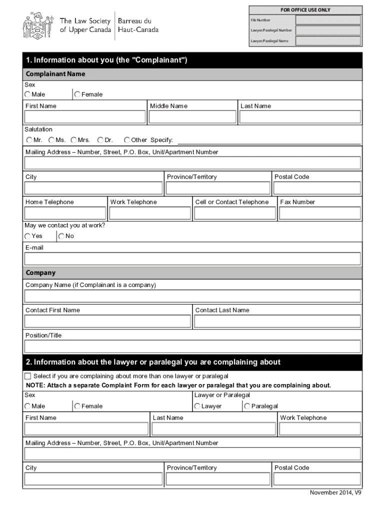 Law Society Complaint Form