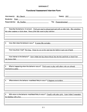 Functional Assessment Interview Form