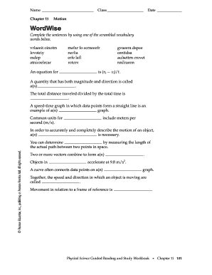 Chapter 11 Motion Answer Key  Form