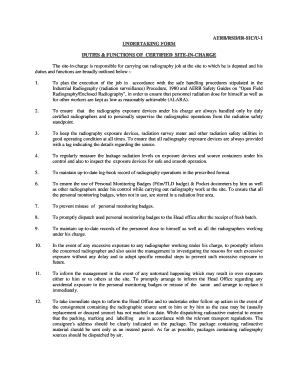 Undertaking Form for Industrial Radiographer Aerb