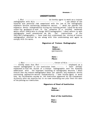 Filled Undertaking Form