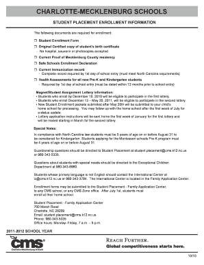 Student Enrollment Form Charlotte Mecklenburg Schools Schools Cms K12 Nc