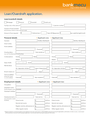 Overdraft Application Form