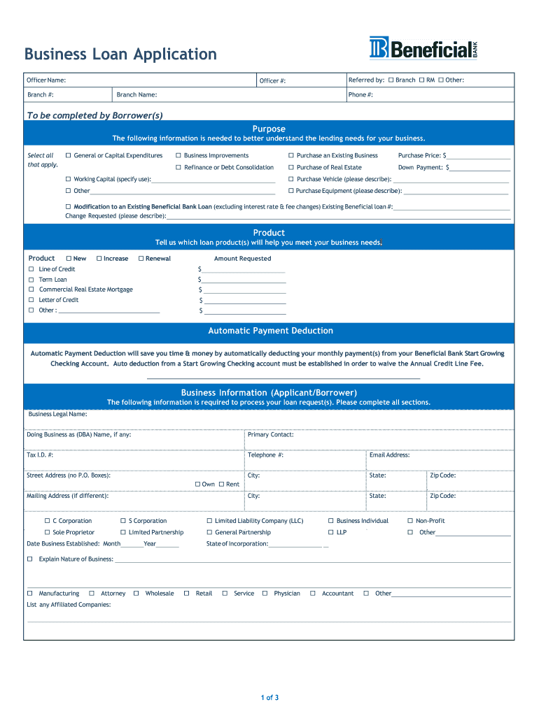 Business Loan Application  Form