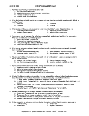 Deca Marketing Cluster Exam  Form