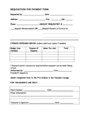 Requisition for Payment  Form