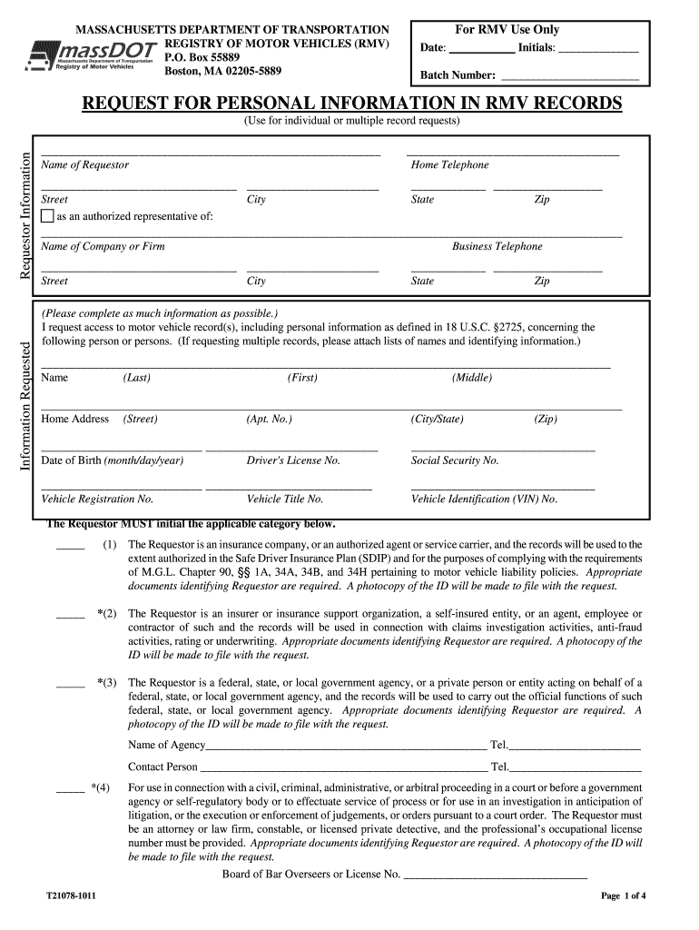 Massachusetts Information Rmv