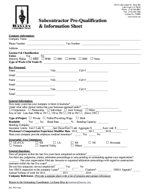 Bayley Construction  Form